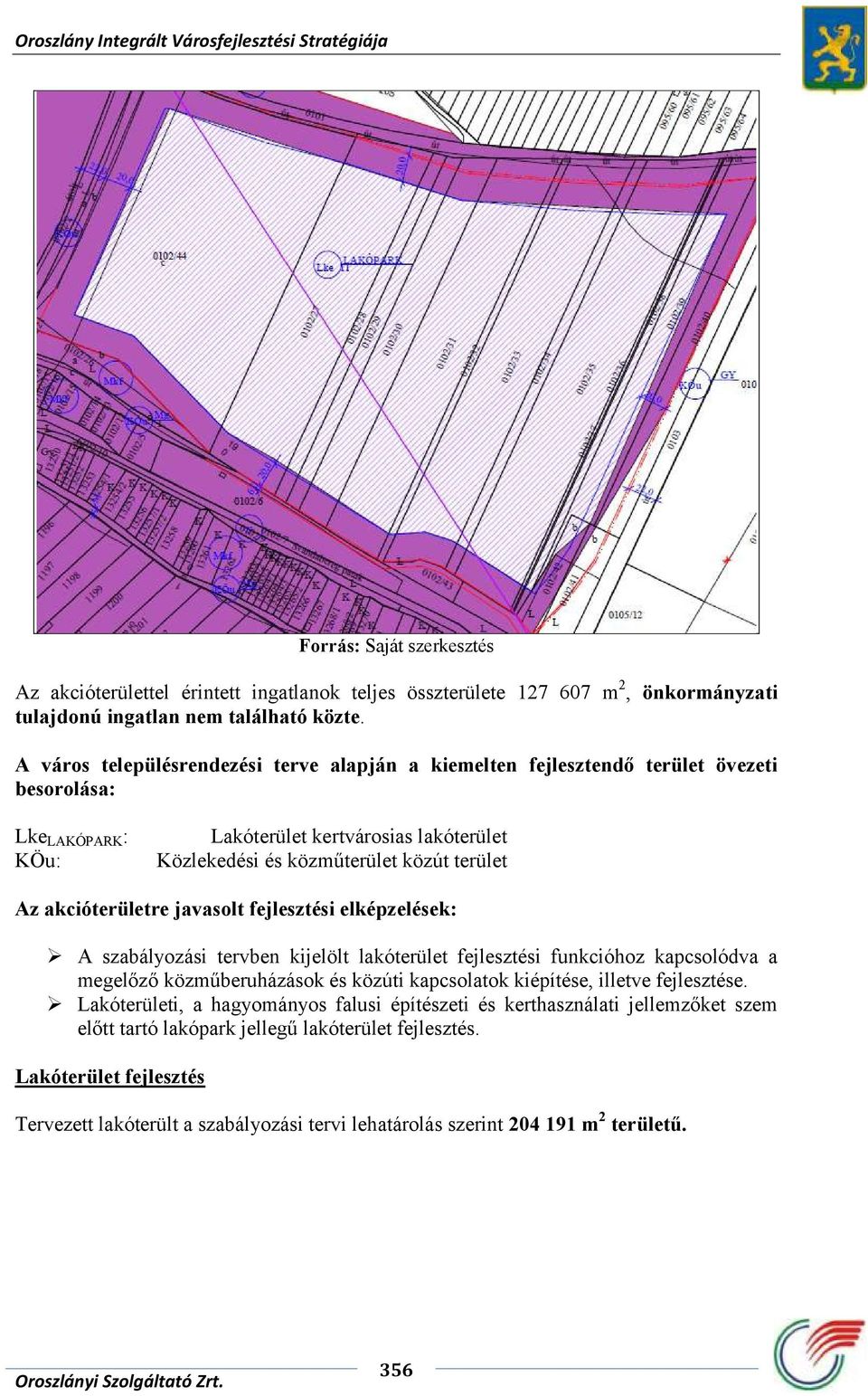 akcióterületre javasolt fejlesztési elképzelések: A szabályozási tervben kijelölt lakóterület fejlesztési funkcióhoz kapcsolódva a megelőző közműberuházások és közúti kapcsolatok kiépítése, illetve