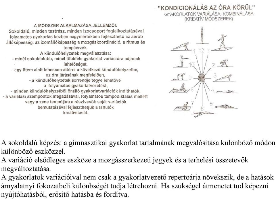 A gyakorlatok variációival nem csak a gyakorlatvezető repertoárja növekszik, de a hatások árnyalatnyi