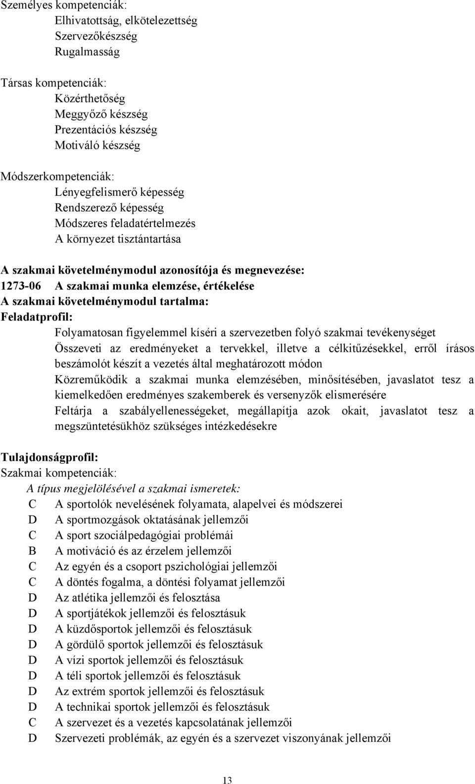 tartalma: Feladatprofil: Folyamatosan figyelemmel kíséri a szervezetben folyó szakmai tevékenységet Összeveti az eredményeket a tervekkel, illetve a célkitűzésekkel, erről írásos beszámolót készít a