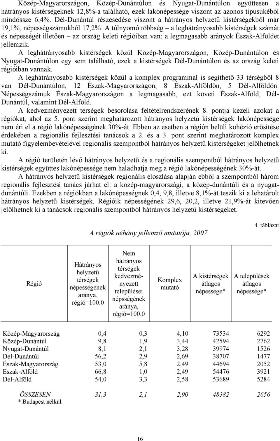 túlnyomó többség a leghátrányosabb kis számát és ét illetően az ország keleti régióiban van: a legmagasabb arányok Észak-lföldet jellemzik.