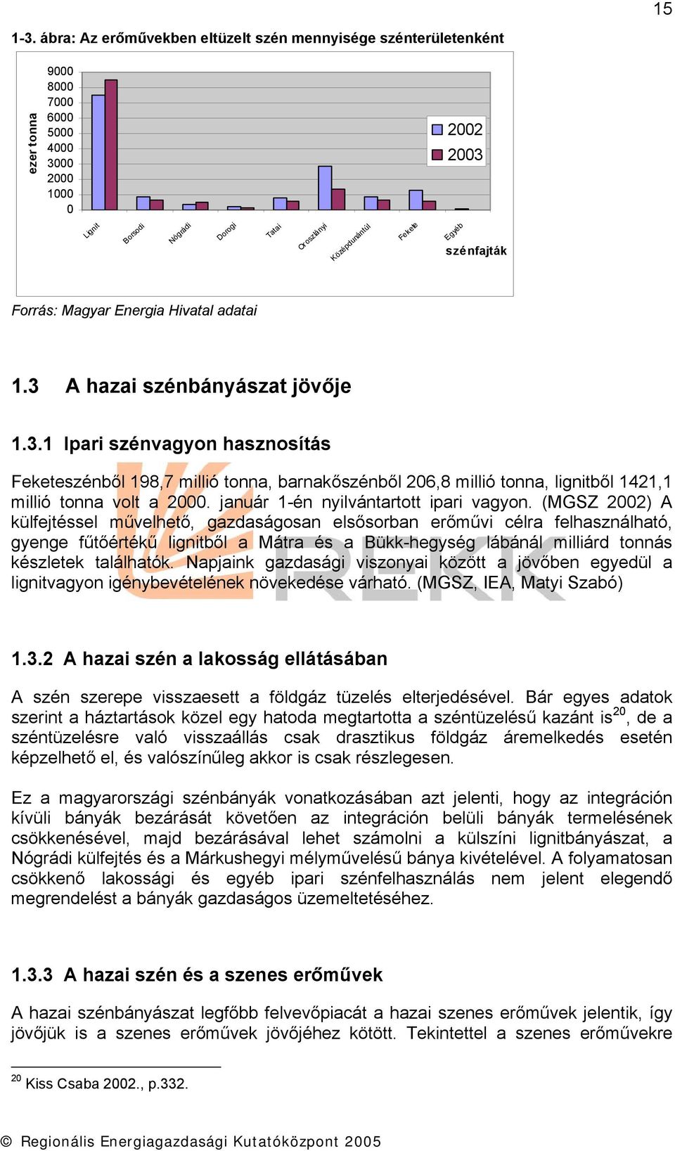 Egyéb szénfajták Forrás: Magyar Energia Hivatal adatai 1.3 
