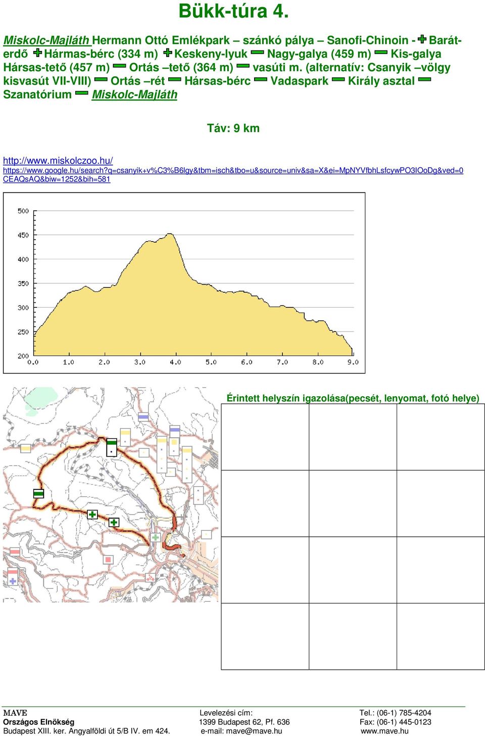 (459 m) Kis-galya Hársas-tető (457 m) Ortás tető (364 m) vasúti m.