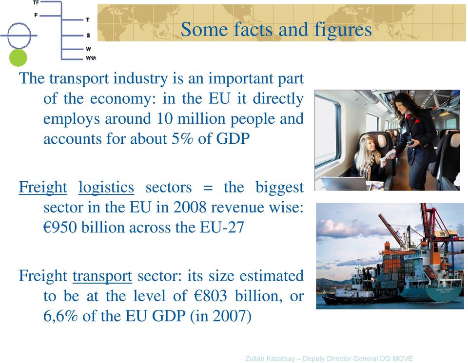 sector in the EU in 2008 revenue wise: 950 billion across the EU-27 Freight transport sector: its size