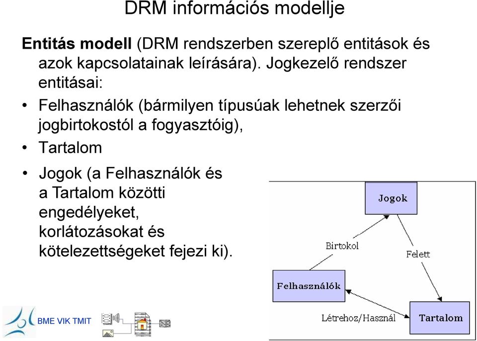 Jogkezelő rendszer entitásai: Felhasználók (bármilyen típusúak lehetnek szerzői