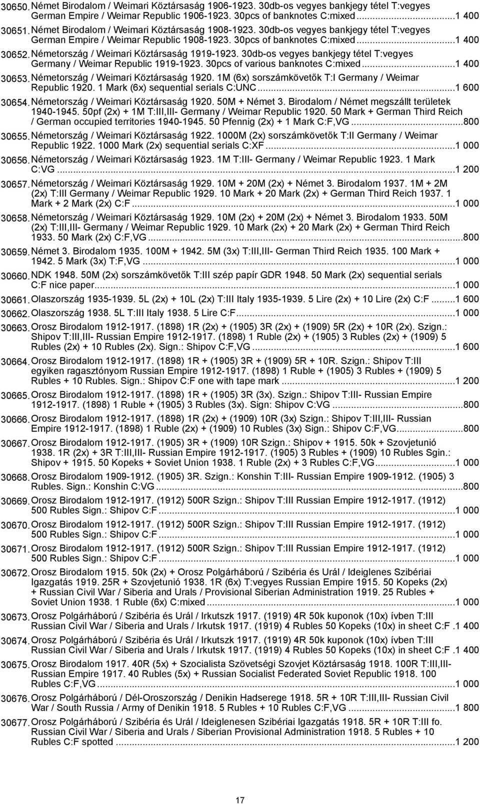 Németország / Weimari Köztársaság 1919-1923. 30db-os vegyes bankjegy tétel T:vegyes Germany / Weimar Republic 1919-1923. 30pcs of various banknotes C:mixed...1 400 30653.