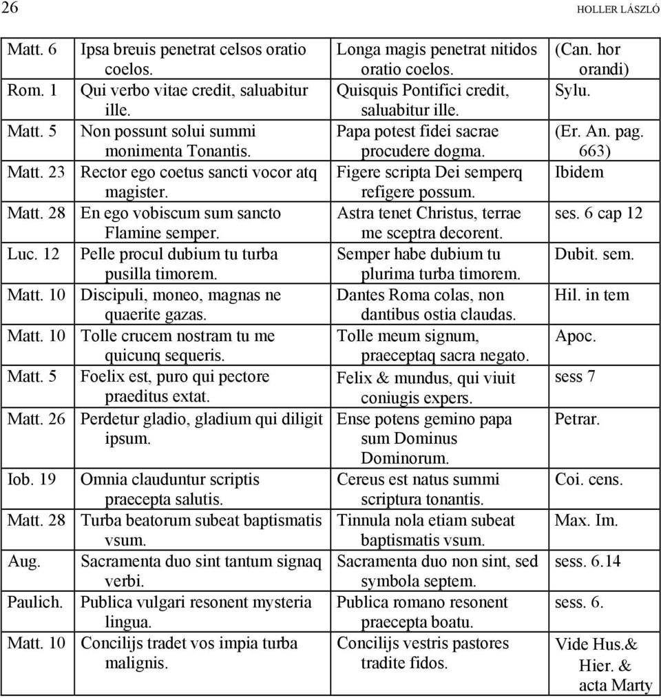 Matt. 5 Foelix est, puro qui pectore praeditus extat. Matt. 26 Perdetur gladio, gladium qui diligit ipsum. Iob. 19 Omnia clauduntur scriptis praecepta salutis. Matt. 28 Turba beatorum subeat baptismatis vsum.