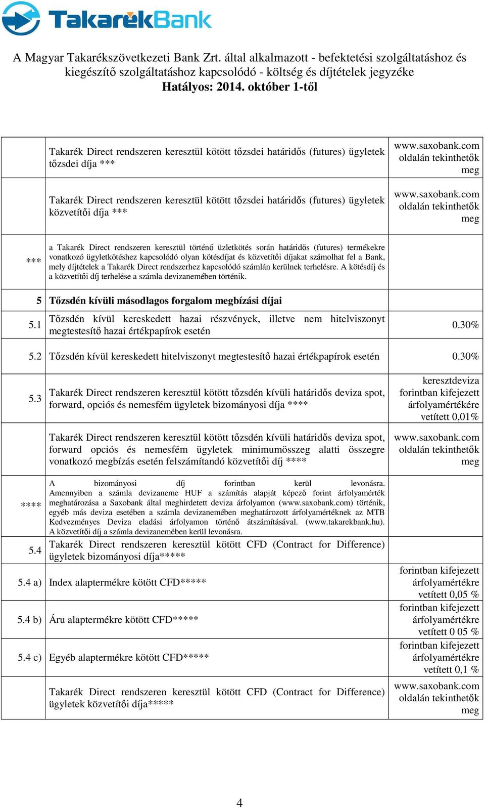 com oldalán tekinthetők meg com oldalán tekinthetők meg *** a Takarék Direct rendszeren keresztül történő üzletkötés során határidős (futures) termékekre vonatkozó ügyletkötéshez kapcsolódó olyan