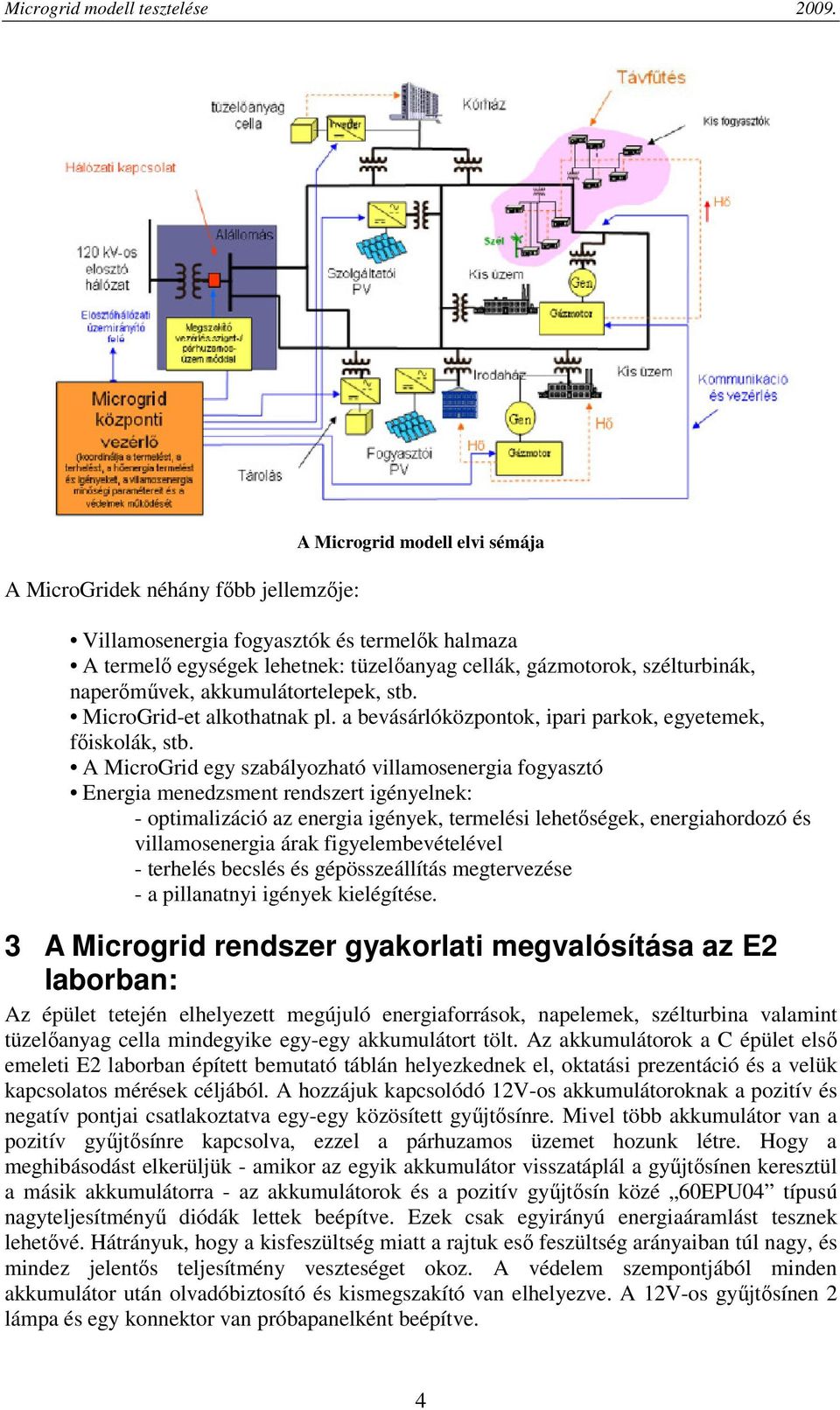 A MicroGrid egy szabályozható villamosenergia fogyasztó Energia menedzsment rendszert igényelnek: - optimalizáció az energia igények, termelési lehetőségek, energiahordozó és villamosenergia árak