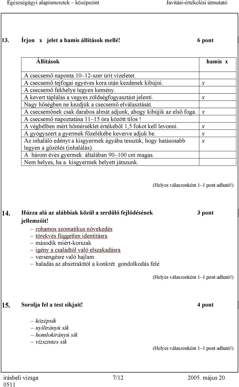 A csecsemőnek csak darabos almát adjunk, ahogy kibújik az első foga. x A csecsemő napoztatása 11 15 óra között tilos! A végbélben mért hőmérséklet értékéből 1,5 fokot kell levonni.