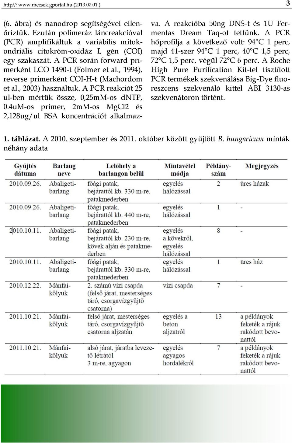 A PCR reakciót 25 ul-ben mértük össze, 0,25mM-os dntp, 0.4uM-os primer, 2mM-os MgCl2 és 2,128ug/ul BSA koncentrációt alkalmazva. A reakcióba 50ng DNS-t és 1U Fermentas Dream Taq-ot tettünk.