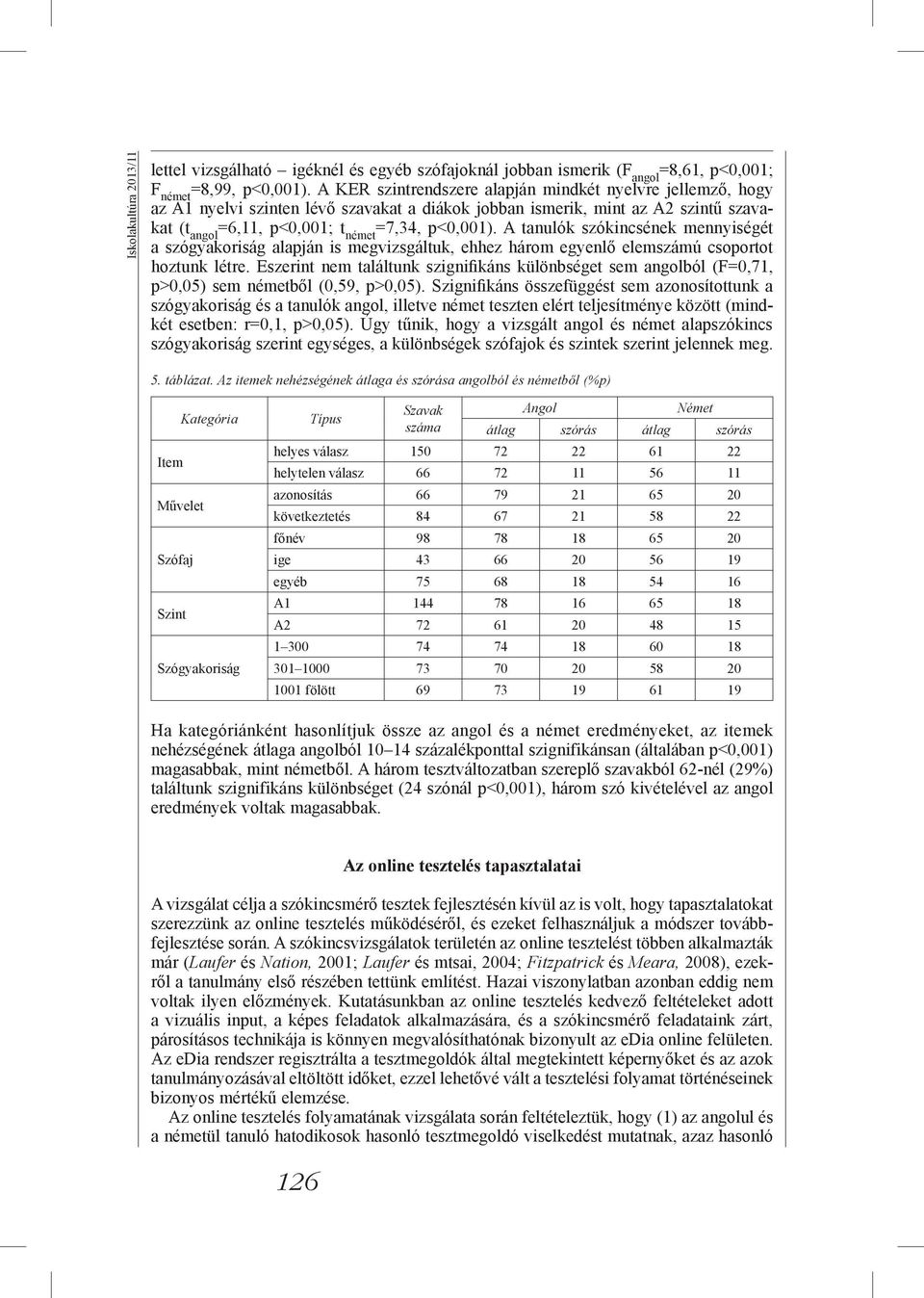 A tanulók szókincsének mennyiségét a szógyakoriság alapján is megvizsgáltuk, ehhez három egyenlő elemszámú csoportot hoztunk létre.