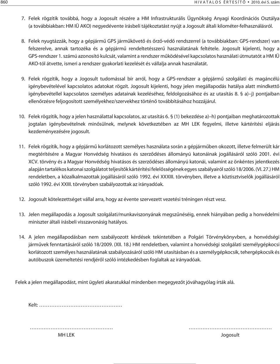 kilométer-felhasználásról. 8.