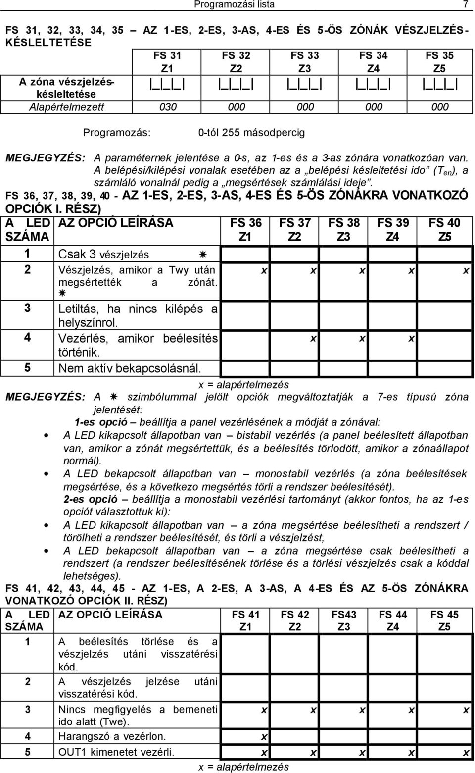 A belépési/kilépési vonalak esetében az a belépési késleltetési ido (T en ), a számláló vonalnál pedig a megsértések számlálási ideje.