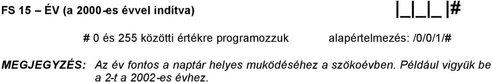 MEGJEGYZÉS: Az év fontos a naptár helyes muködéséhez