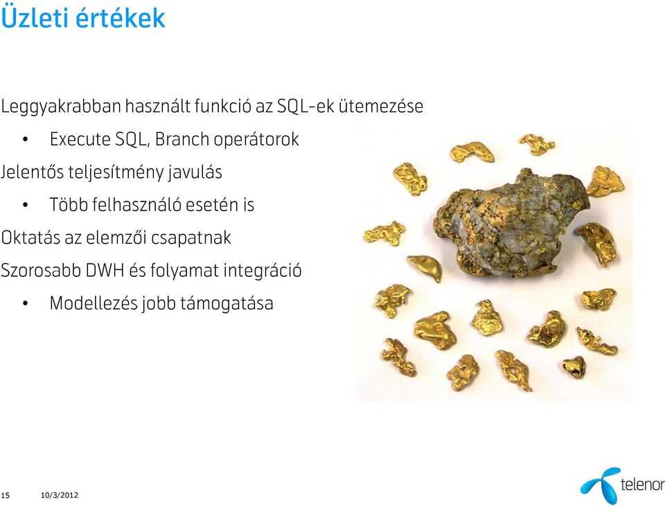 javulás Több felhasználó esetén is Oktatás az elemzői csapatnak