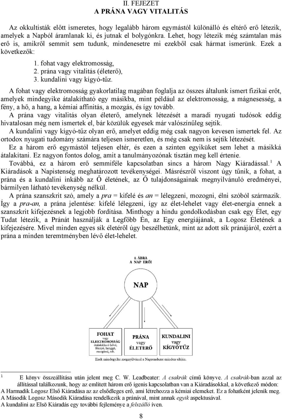 prána vagy vitalitás (életerő), 3. kundalini vagy kígyó-tűz.