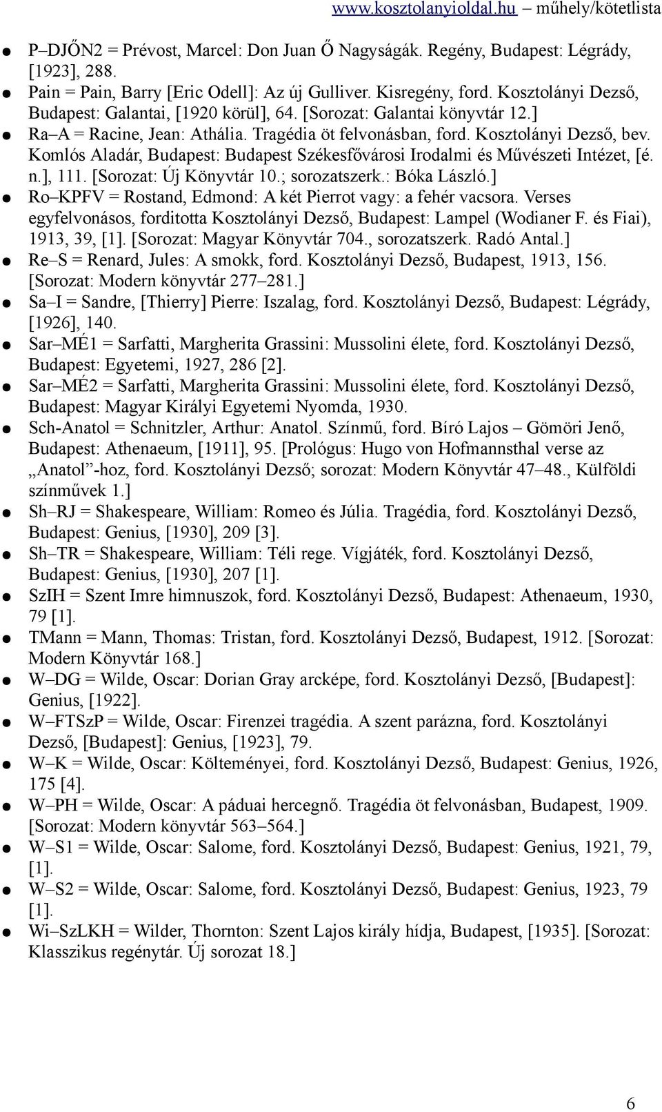 Komlós Aladár, Budapest: Budapest Székesfővárosi Irodalmi és Művészeti Intézet, [é. n.], 111. [Sorozat: Új Könyvtár 10.; sorozatszerk.: Bóka László.