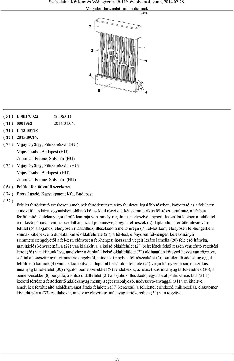 fertőtlenítő szerkezet Bretz László, Kacsukpatent Kft.