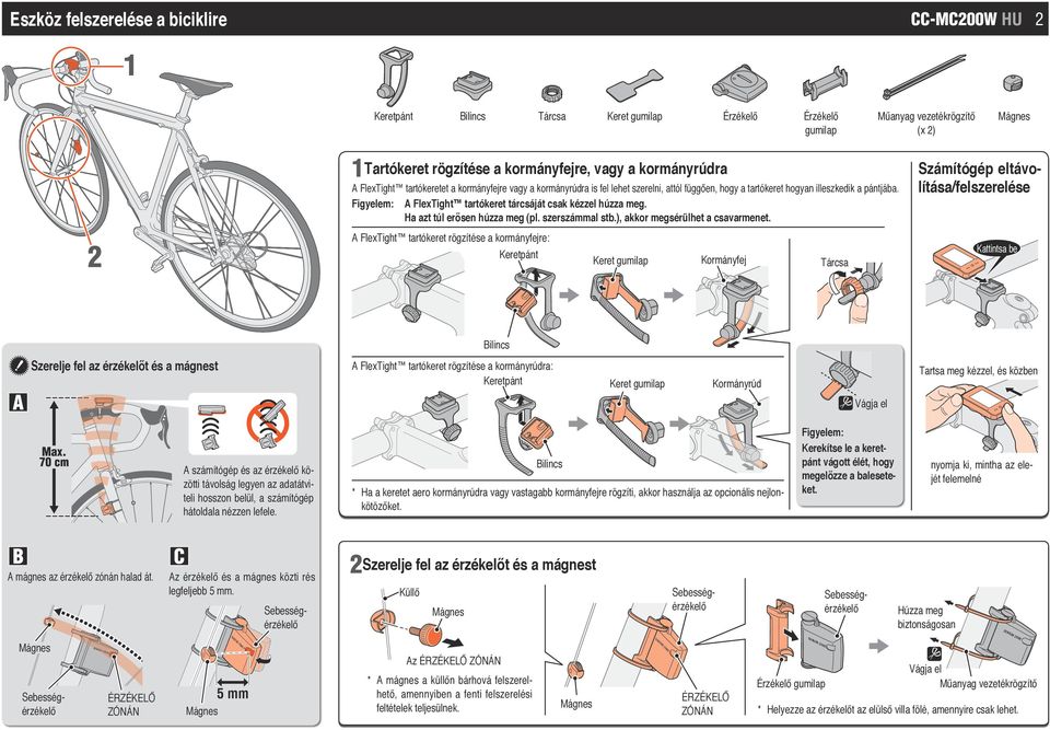 Figyelem: A FlexTight tartókeret tárcsáját csak kézzel húzza meg. Ha azt túl erősen húzza meg (pl. szerszámmal stb.), akkor megsérülhet a csavarmenet.