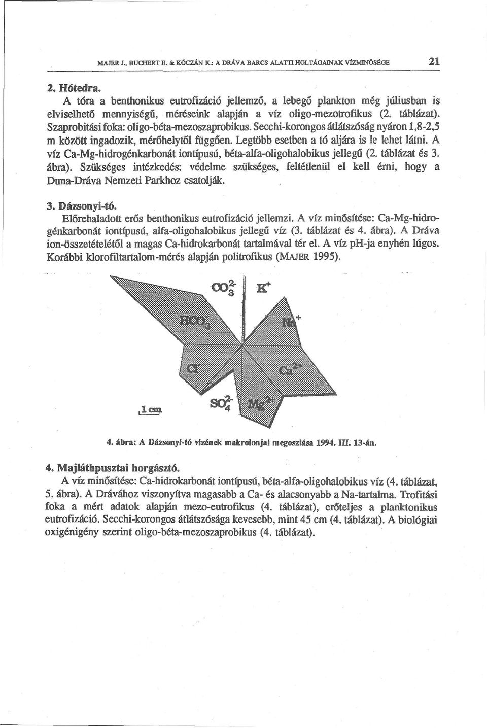 Szaprobitasifoka: oligobétamezoszaprobikus. Secchikorongos átlátszóság nyáron 1,82,5 m között ingadozik, mérőhelytől függően. Legtöbb esetben a tó aljára is le lehet látni.