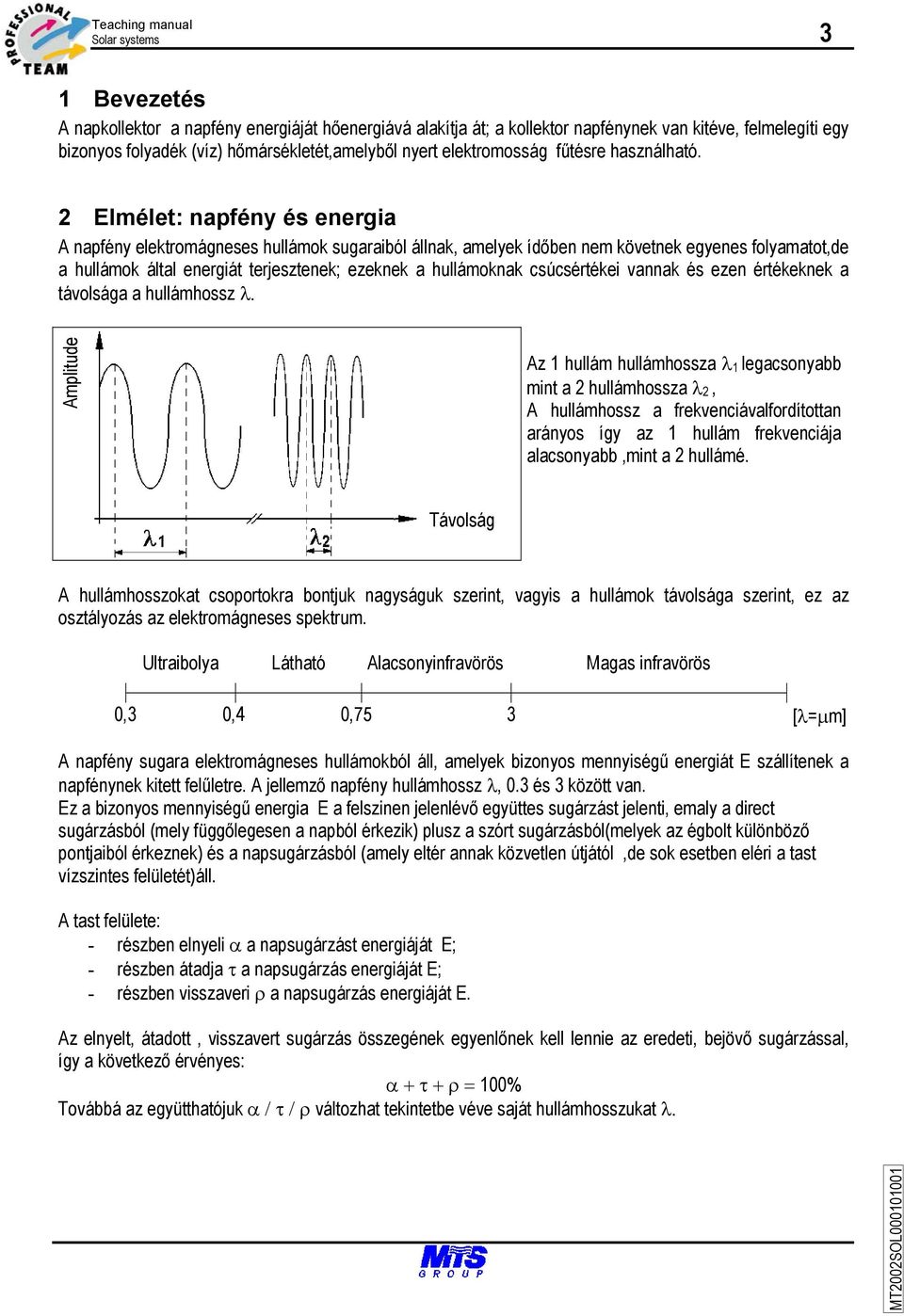 2 Elmélet: napfény és energia A napfény elektromágneses hullámok sugaraiból állnak, amelyek ídőben nem követnek egyenes folyamatot,de a hullámok által energiát terjesztenek; ezeknek a hullámoknak
