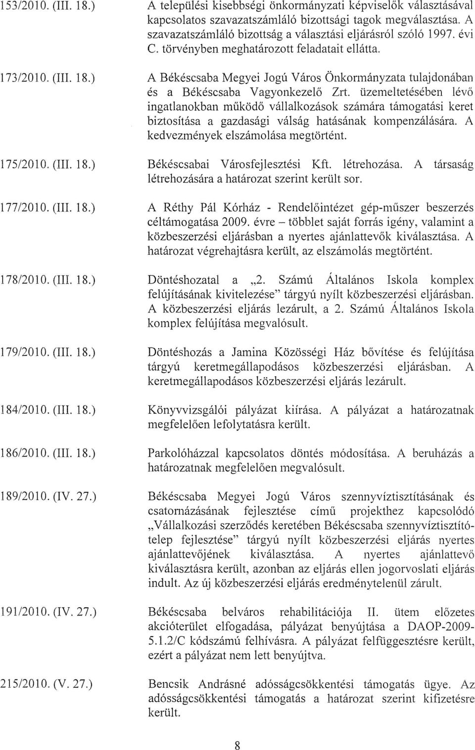 evi C. torvenyben rneghatarozott fe1adatait ellatta. A Bekescsaba Megyei Jogu Varos Onkormanyzata tulajdonaban es a Bekescsaba Vagyonkezelo Zrt.