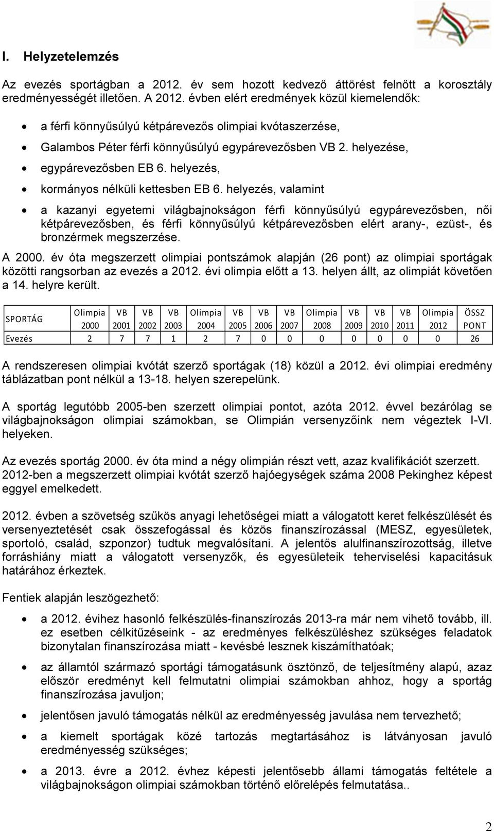 helyezés, kormányos nélküli kettesben EB 6.