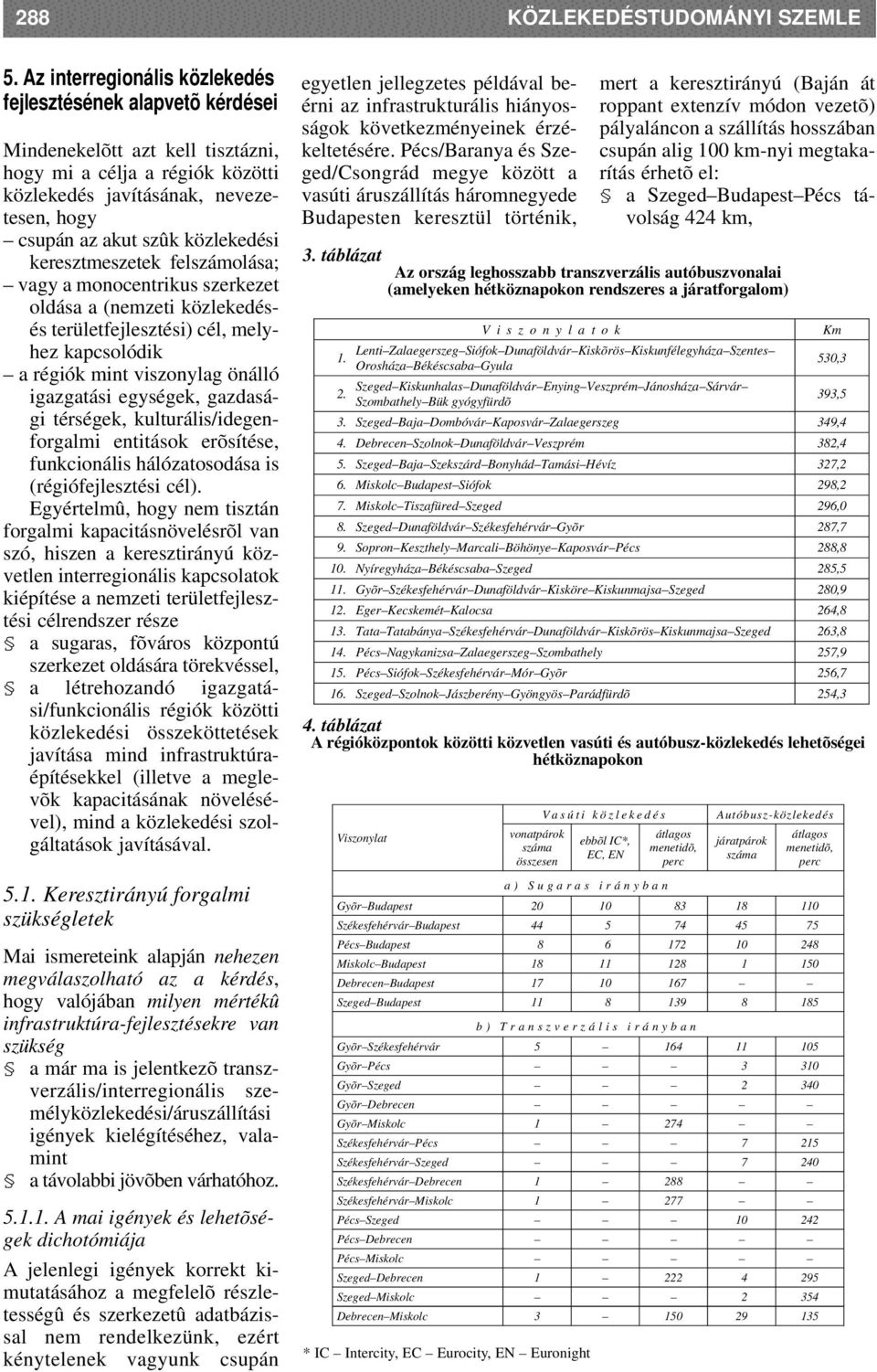 közlekedési keresztmeszetek felszámolása; vagy a monocentrikus szerkezet oldása a (nemzeti közlekedésés területfejlesztési) cél, melyhez kapcsolódik a régiók mint viszonylag önálló igazgatási