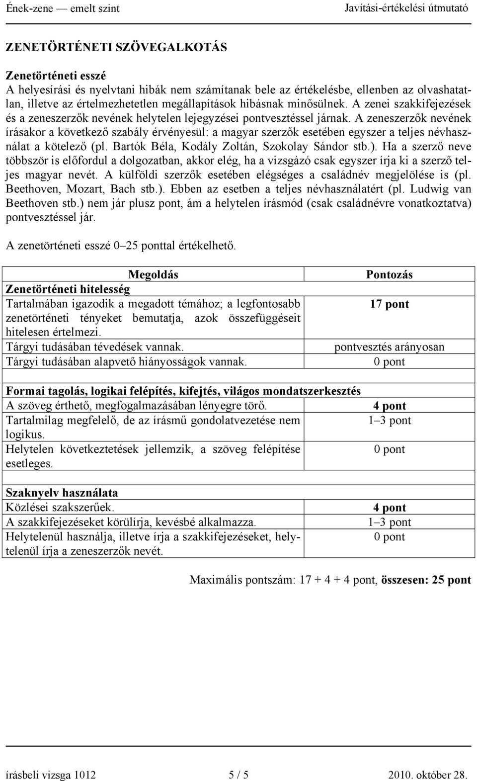 A zeneszerzők nevének írásakor a következő szabály érvényesül: a magyar szerzők esetében egyszer a teljes névhasználat a kötelező (pl. Bartók Béla, Kodály Zoltán, Szokolay Sándor stb.).