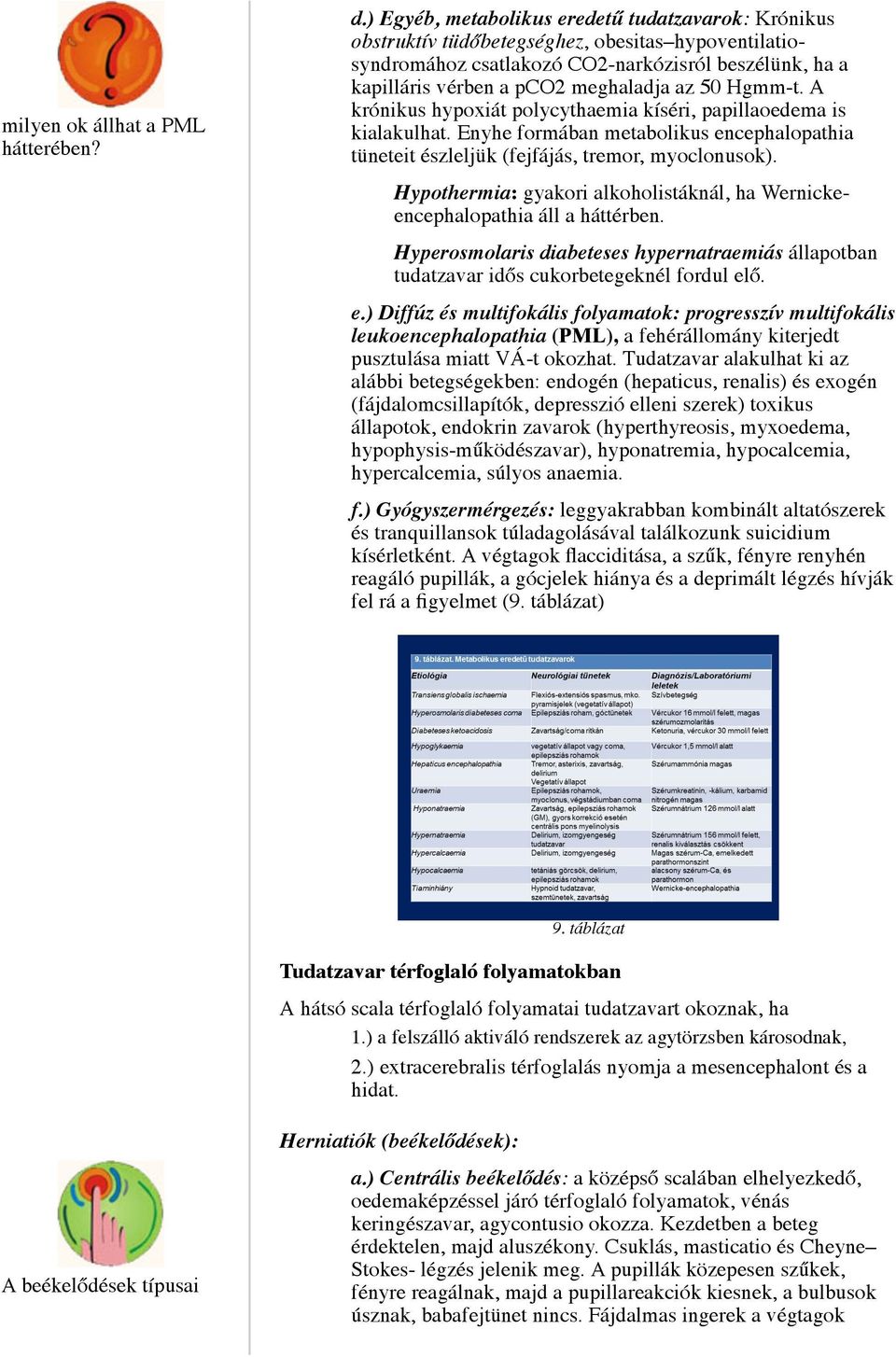 Hgmm-t. A krónikus hypoxiát polycythaemia kíséri, papillaoedema is kialakulhat. Enyhe formában metabolikus encephalopathia tüneteit észleljük (fejfájás, tremor, myoclonusok).