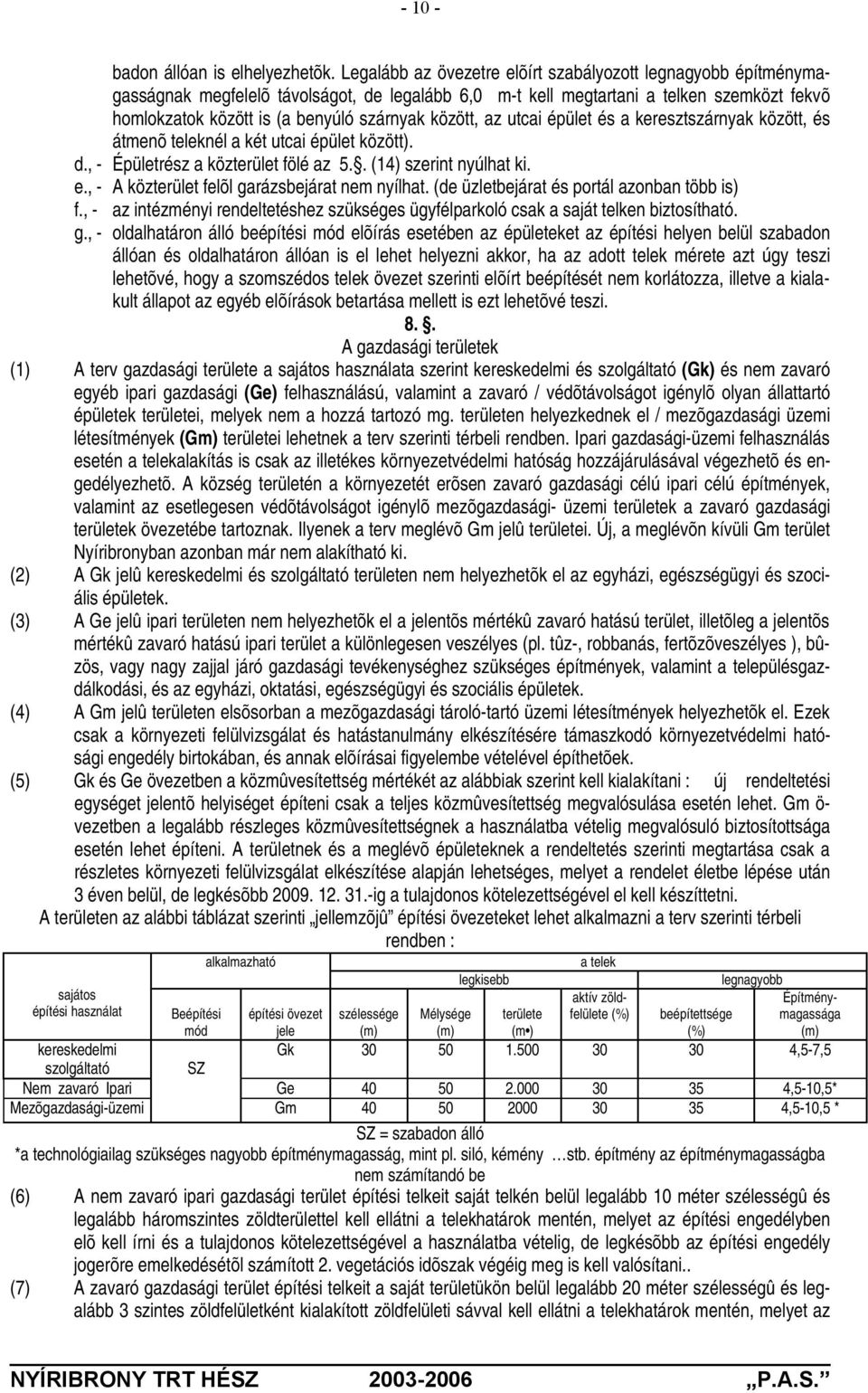 között, az utcai épület és a keresztszárnyak között, és átmenõ teleknél a két utcai épület között). d., - Épületrész a közterület fölé az 5.. (14) szerint nyúlhat ki. e.