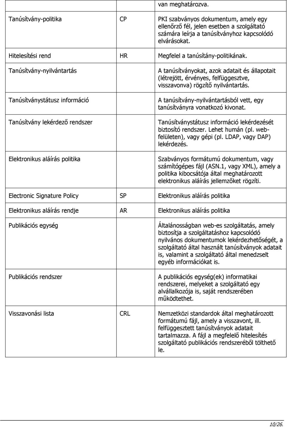 Tanúsítvány-nyilvántartás Tanúsítványstátusz információ Tanúsítvány lekérdező rendszer Elektronikus aláírás politika A tanúsítványokat, azok adatait és állapotait (létrejött, érvényes, felfüggesztve,