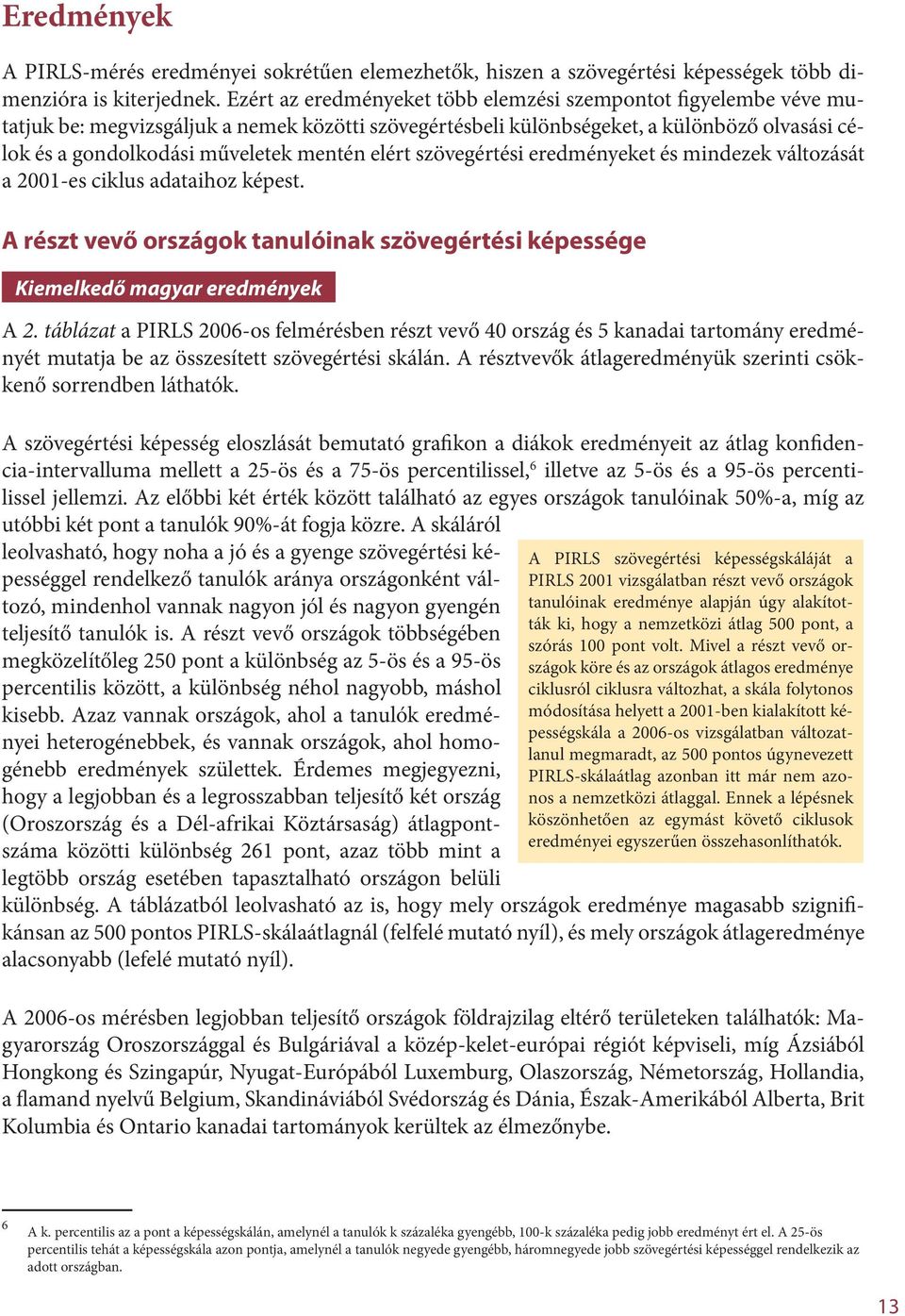 elért szövegértési eredményeket és mindezek változását a 2001-es ciklus adataihoz képest. A részt vevő országok tanulóinak szövegértési képessége Kiemelkedő magyar eredmények A 2.