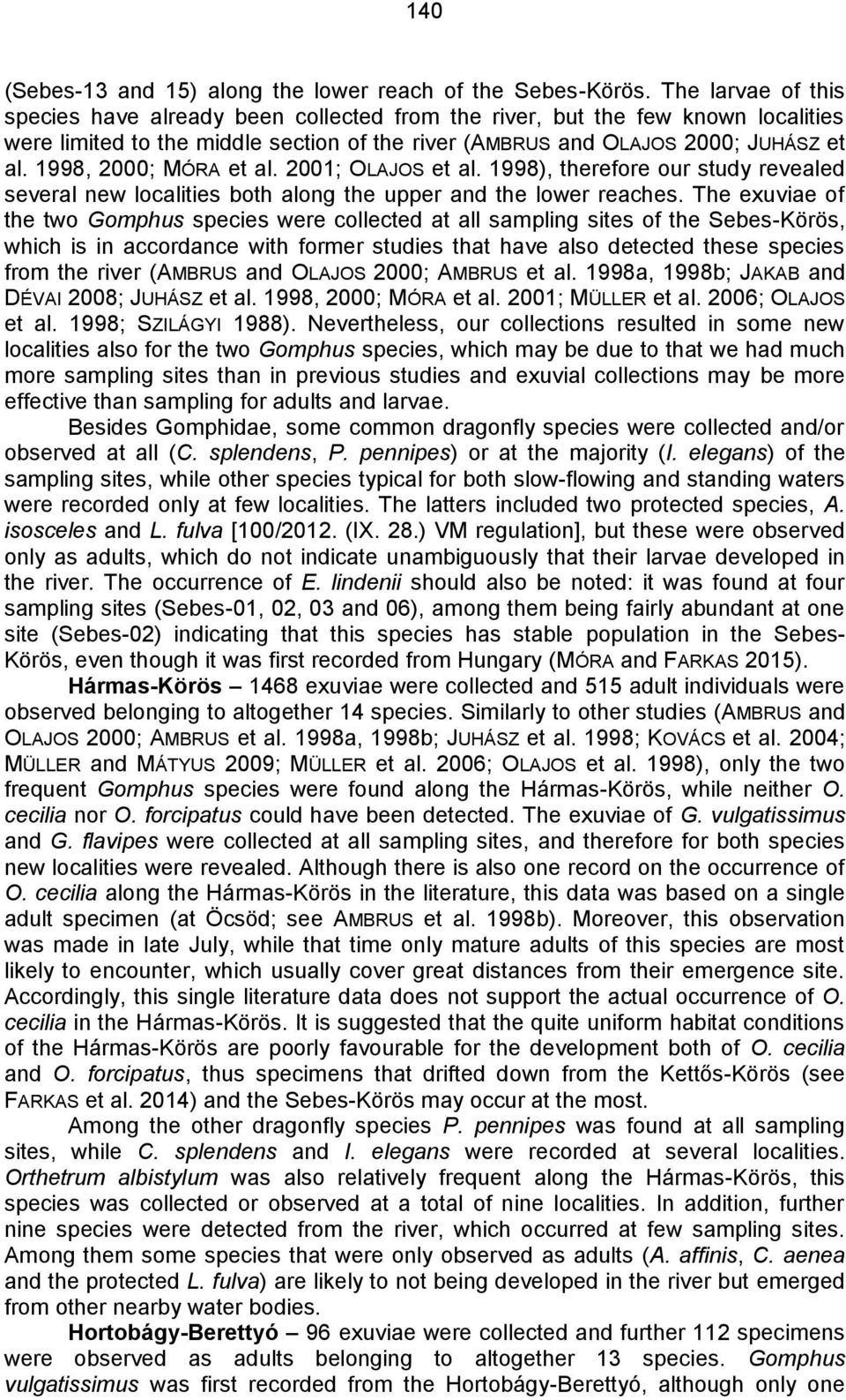 1998, 2000; MÓRA et al. 2001; OLAJOS et al. 1998), therefore our study revealed several new localities both along the upper and the lower reaches.