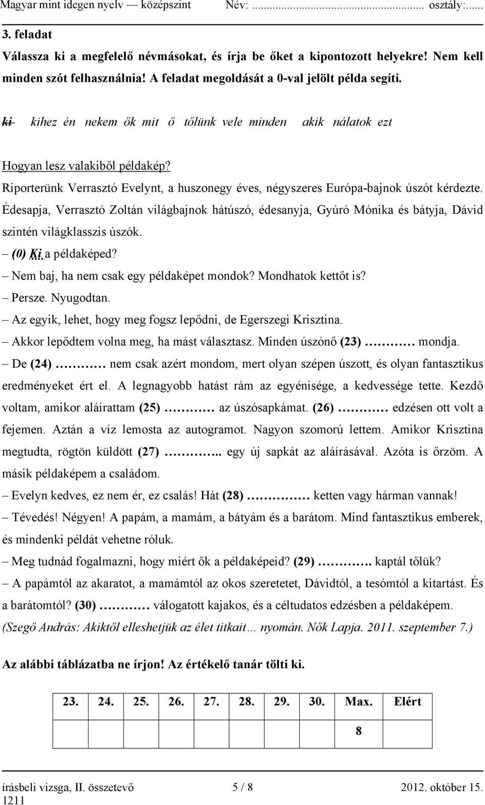 Édesapja, Verrasztó Zoltán világbajnok hátúszó, édesanyja, Gyúró Mónika és bátyja, Dávid szintén világklasszis úszók. (0) Ki a példaképed? Nem baj, ha nem csak egy példaképet mondok?