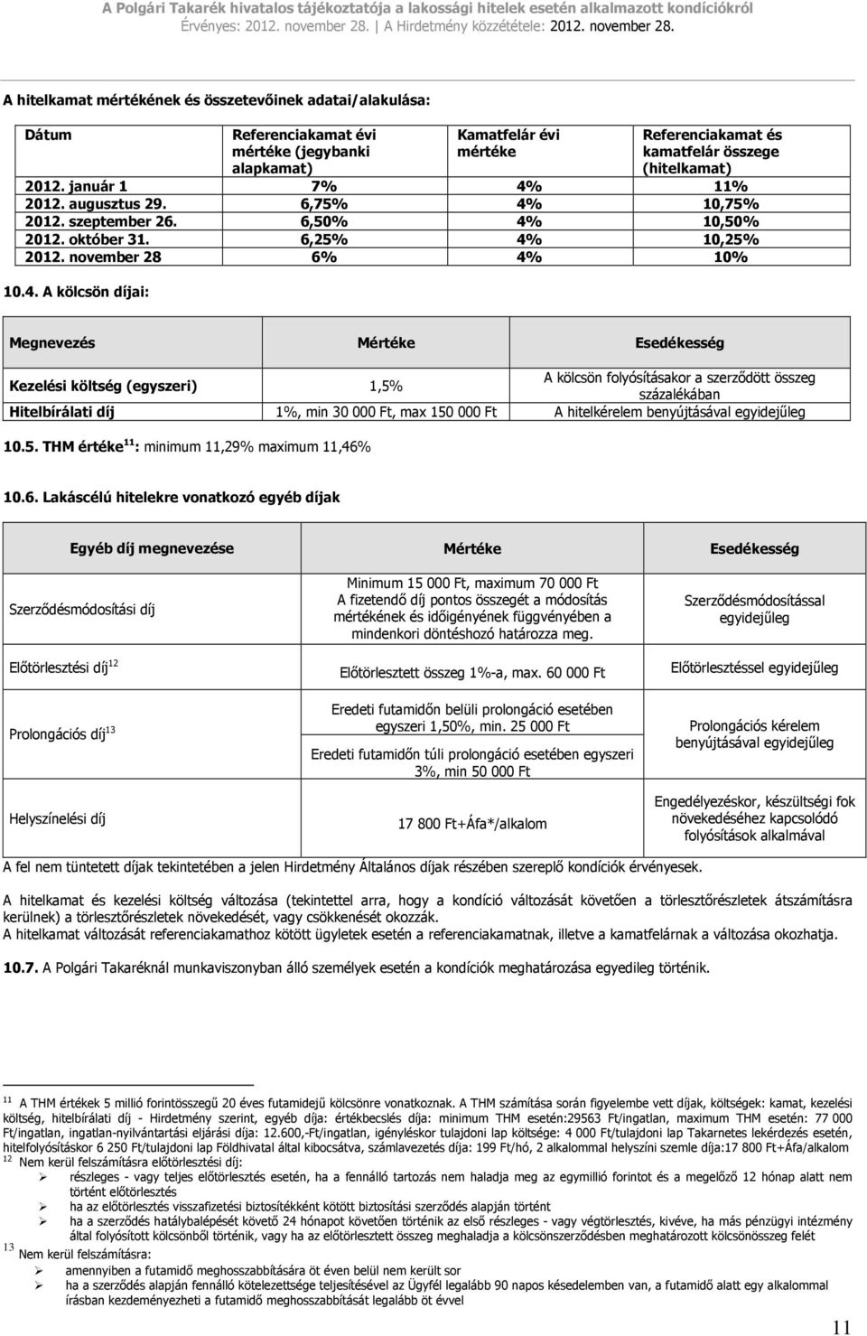 11% 2012. augusztus 29. 6,75% 4%