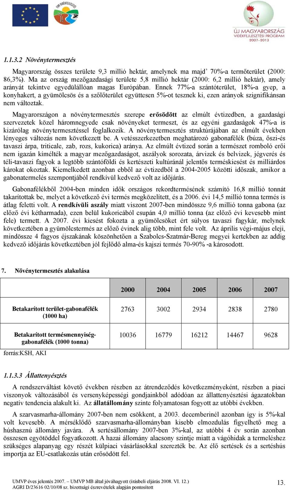 Ennek 77%-a szántóterület, 18%-a gyep, a konyhakert, a gyümölcsös és a szőlőterület együttesen 5%-ot tesznek ki, ezen arányok szignifikánsan nem változtak.