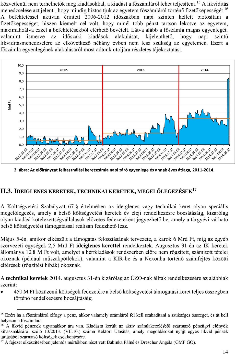 16 A befektetéssel aktívan érintett 2006-2012 időszakban napi szinten kellett biztosítani a fizetőképességet, hiszen kiemelt cél volt, hogy minél több pénzt tartson lekötve az egyetem, maximalizálva