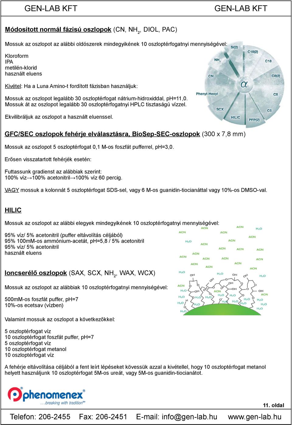 Ekvilibráljuk az oszlopot a használt eluenssel. GFC/SEC oszlopok fehérje elválasztásra, BioSep-SEC-oszlopok (300 x 7,8 mm) Mossuk az oszlopot 5 oszloptérfogat 0,1 M-os foszfát pufferrel, ph=3,0.