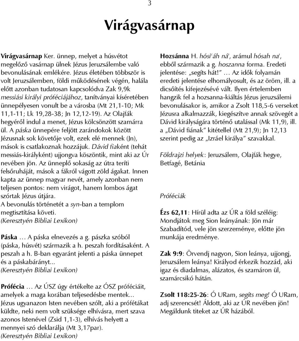 be a városba (Mt 21,1-10; Mk 11,1-11; Lk 19,28-38; Jn 12,12-19). Az Olajfák hegyéről indul a menet, Jézus kölcsönzött szamárra ül.