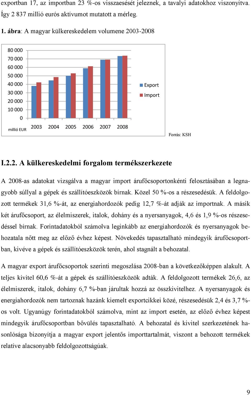 Közel 50 %-os a részesedésük. A feldolgozott termékek 31,6 %-át, az energiahordozók pedig 12,7 %-át adják az importnak.