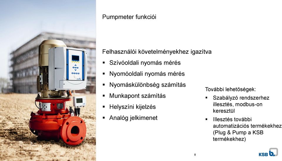 kijelzés Analóg jelkimenet További lehetőségek: Szabályzó rendszerhez illesztés,