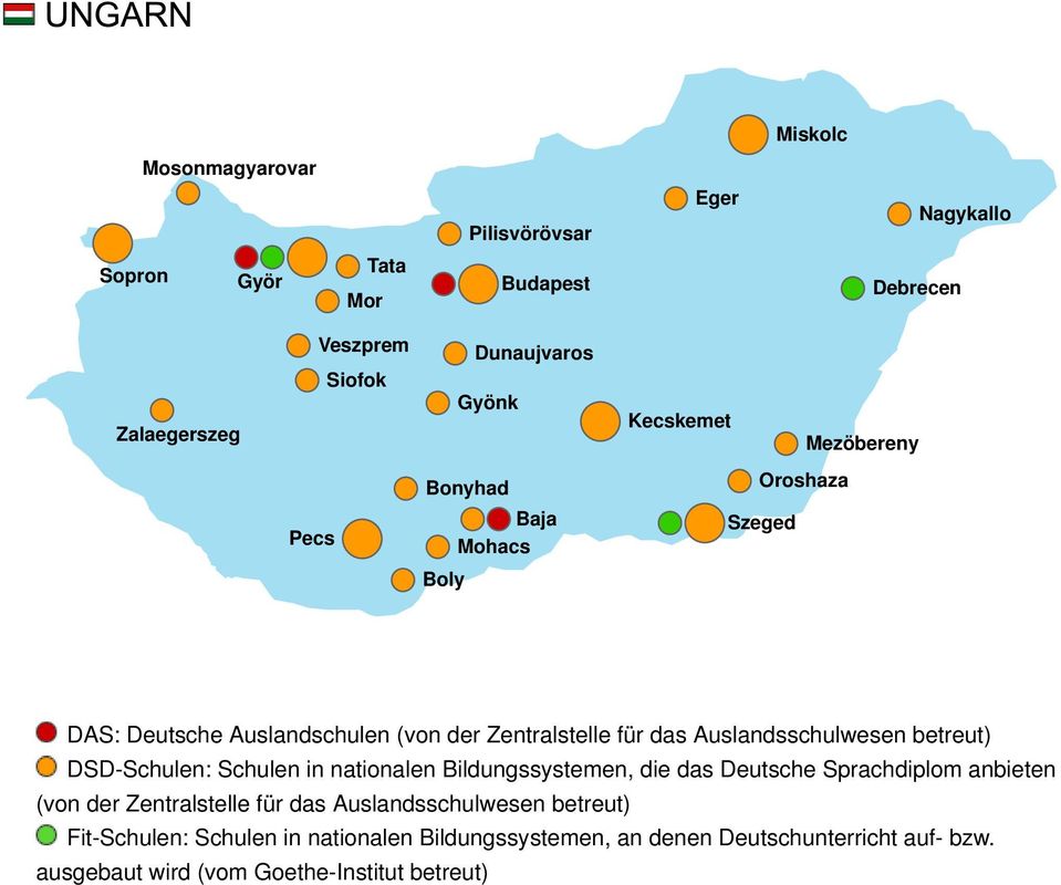betreut) DSD-Schulen: Schulen in nationalen Bildungssystemen, die das Deutsche Sprachdiplom anbieten (von der Zentralstelle für das