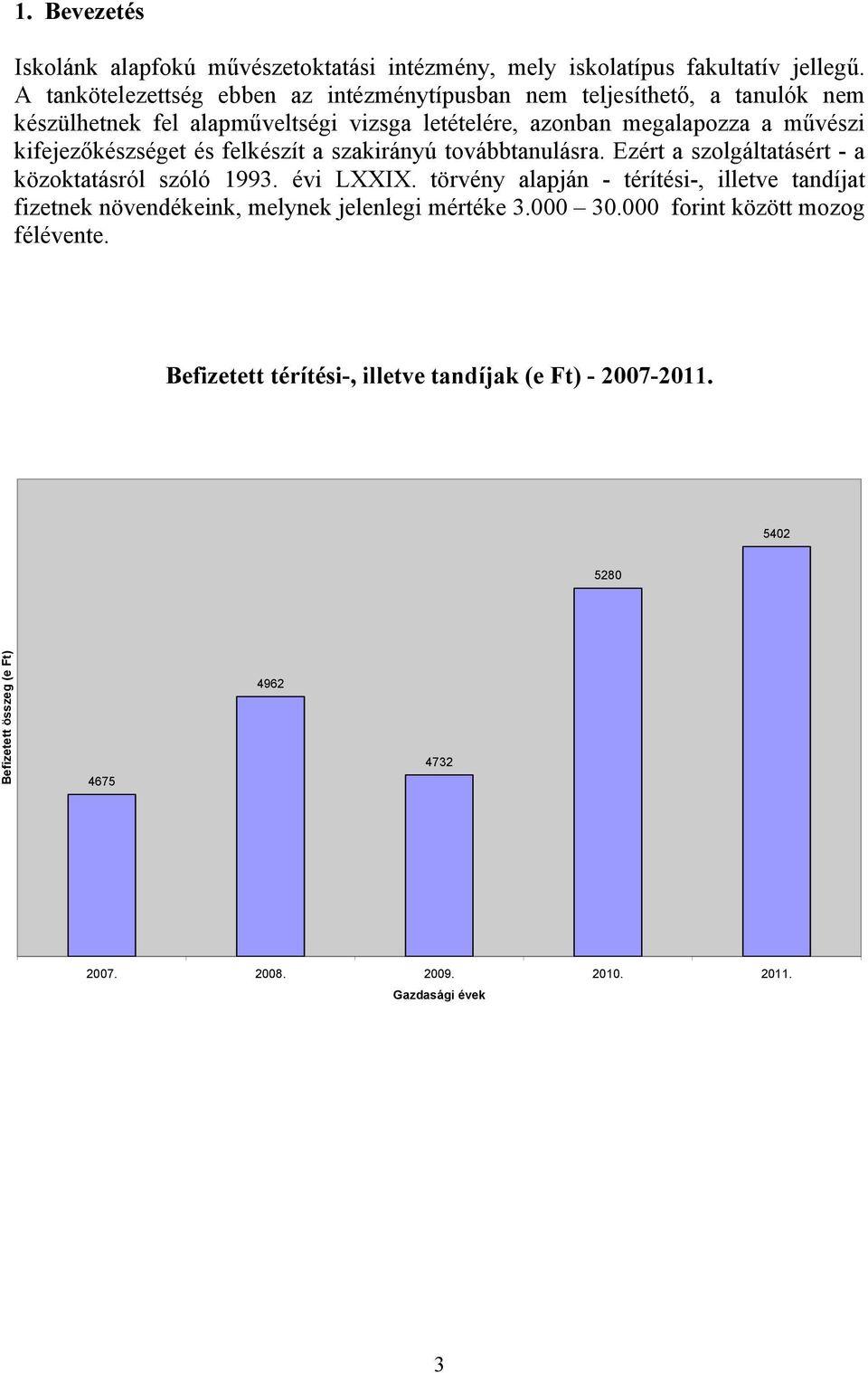 kifejezőkészséget és felkészít a szakirányú továbbtanulásra. Ezért a szolgáltatásért - a közoktatásról szóló 1993. évi LXXIX.