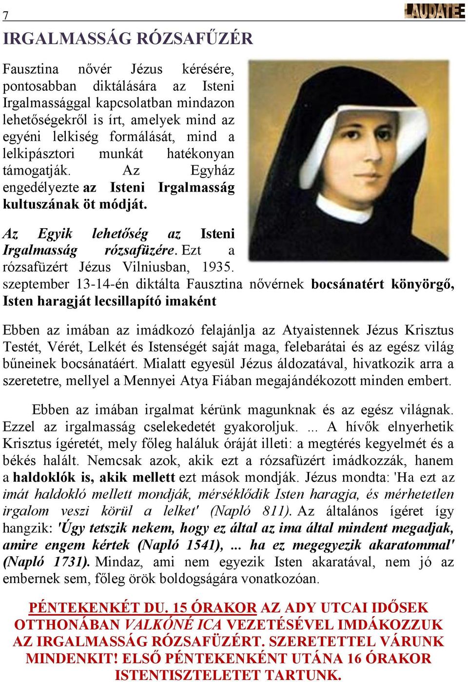 Ezt a rózsafüzért Jézus Vilniusban, 1935.