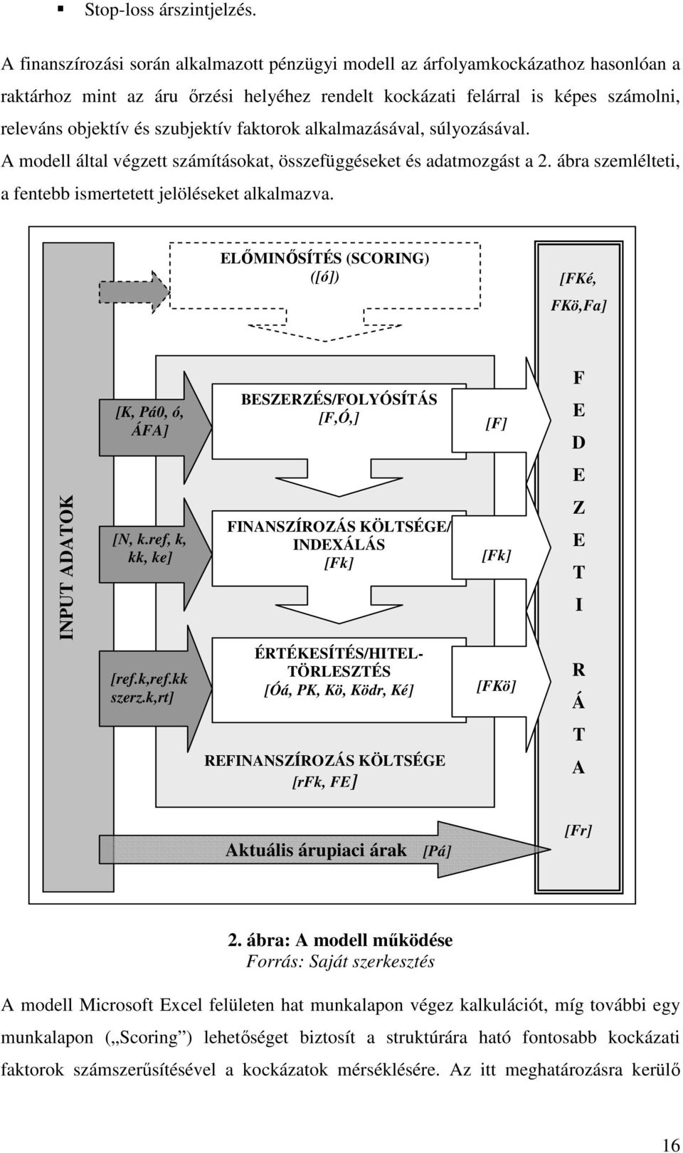 szubjektív faktorok alkalmazásával, súlyozásával. A modell által végzett számításokat, összefüggéseket és adatmozgást a 2. ábra szemlélteti, a fentebb ismertetett jelöléseket alkalmazva.