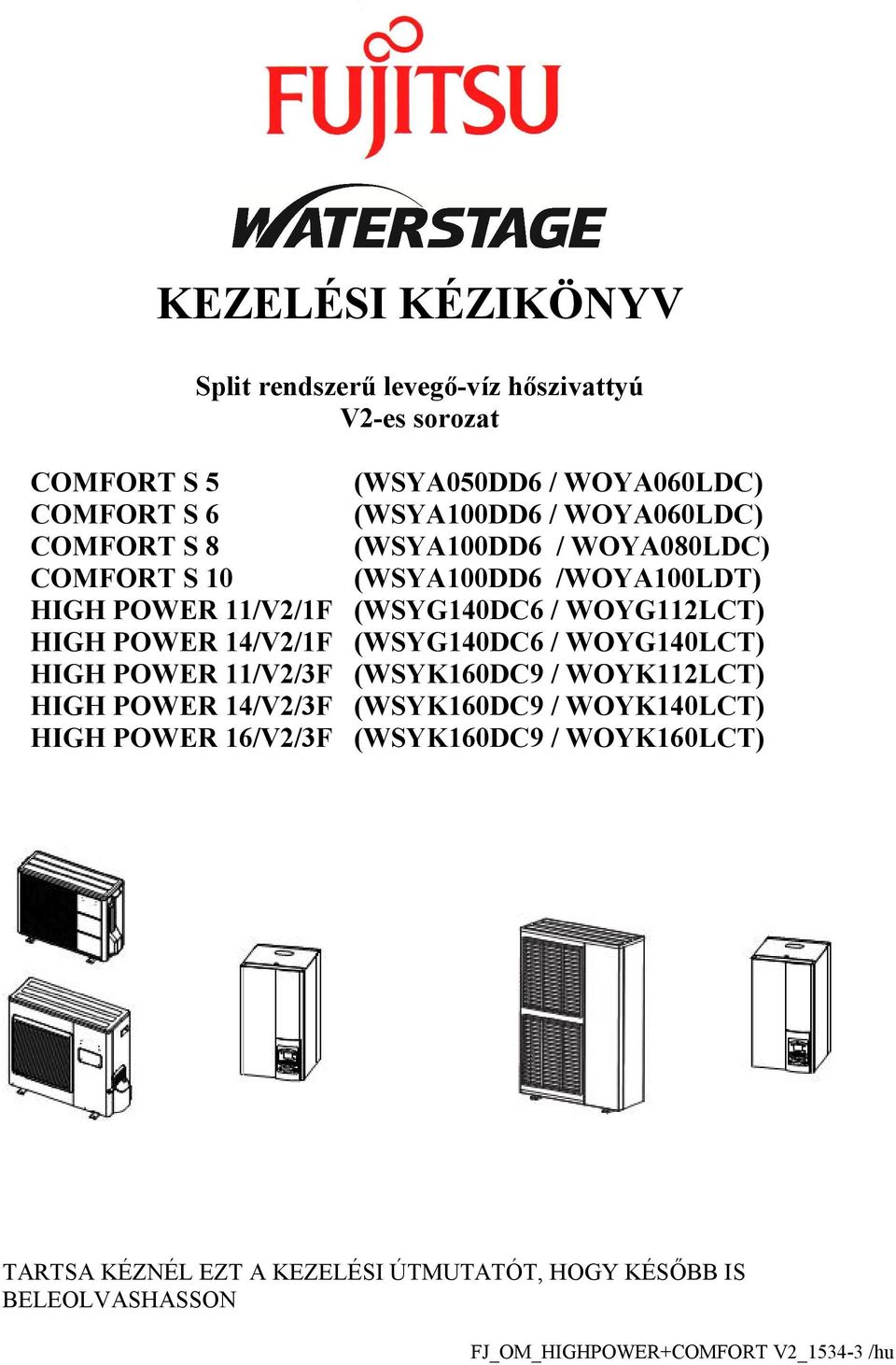 POWER 14/V2/1F (WSYG140DC6 / WOYG140LCT) HIGH POWER 11/V2/3F (WSYK160DC9 / WOYK112LCT) HIGH POWER 14/V2/3F (WSYK160DC9 / WOYK140LCT) HIGH