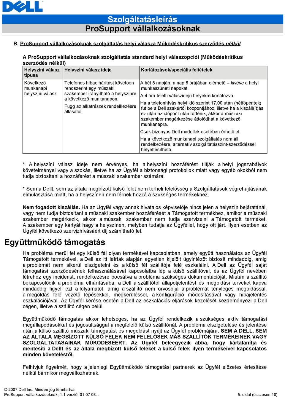 Függ az alkatrészek rendelkezésre állásától. A hét 5 napján, a nap 8 órájában elérhető kivéve a helyi munkaszüneti napokat. A 4 óra feletti válaszidejű helyekre korlátozva.