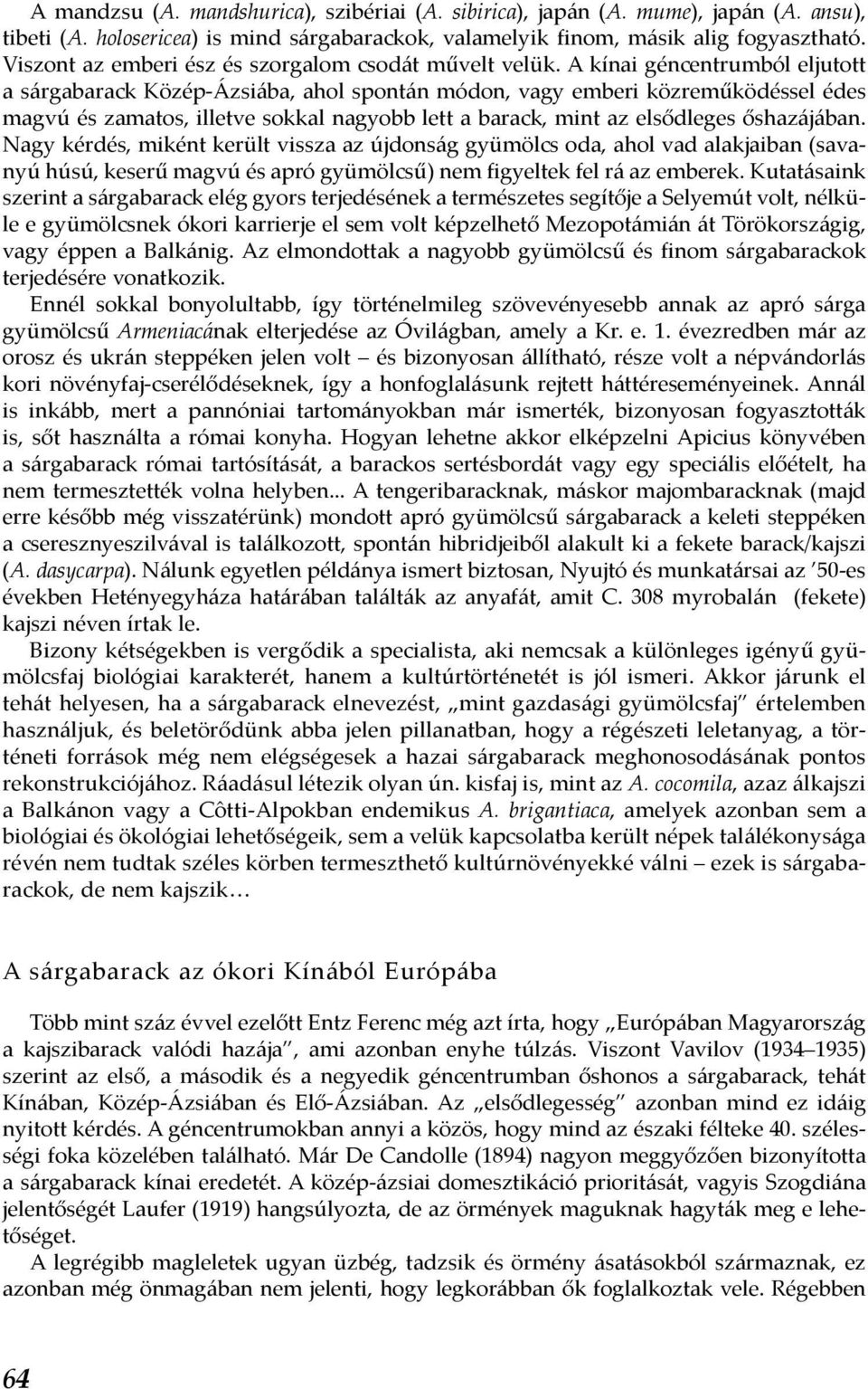 A kínai géncentrumból eljutott a sárgabarack Közép-Ázsiába, ahol spontán módon, vagy emberi közreműködéssel édes magvú és zamatos, illetve sokkal nagyobb lett a barack, mint az elsődleges őshazájában.
