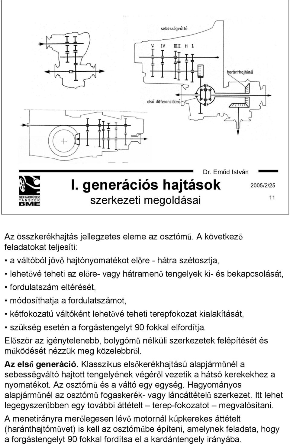 módosíthatja a fordulatszámot, kétfokozatú váltóként lehetővé teheti terepfokozat kialakítását, szükség esetén a forgástengelyt 90 fokkal elfordítja.